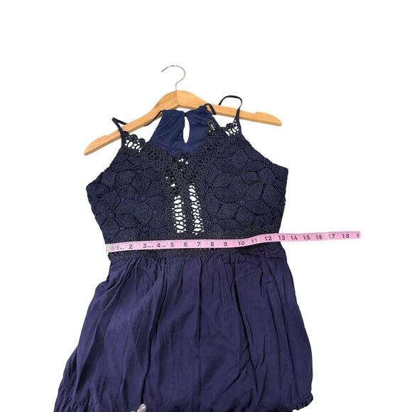 Soieblu Navy Blue Open Back Crochet Cut Out Maxi Dress Beach Womens Large - Picture 10 of 10